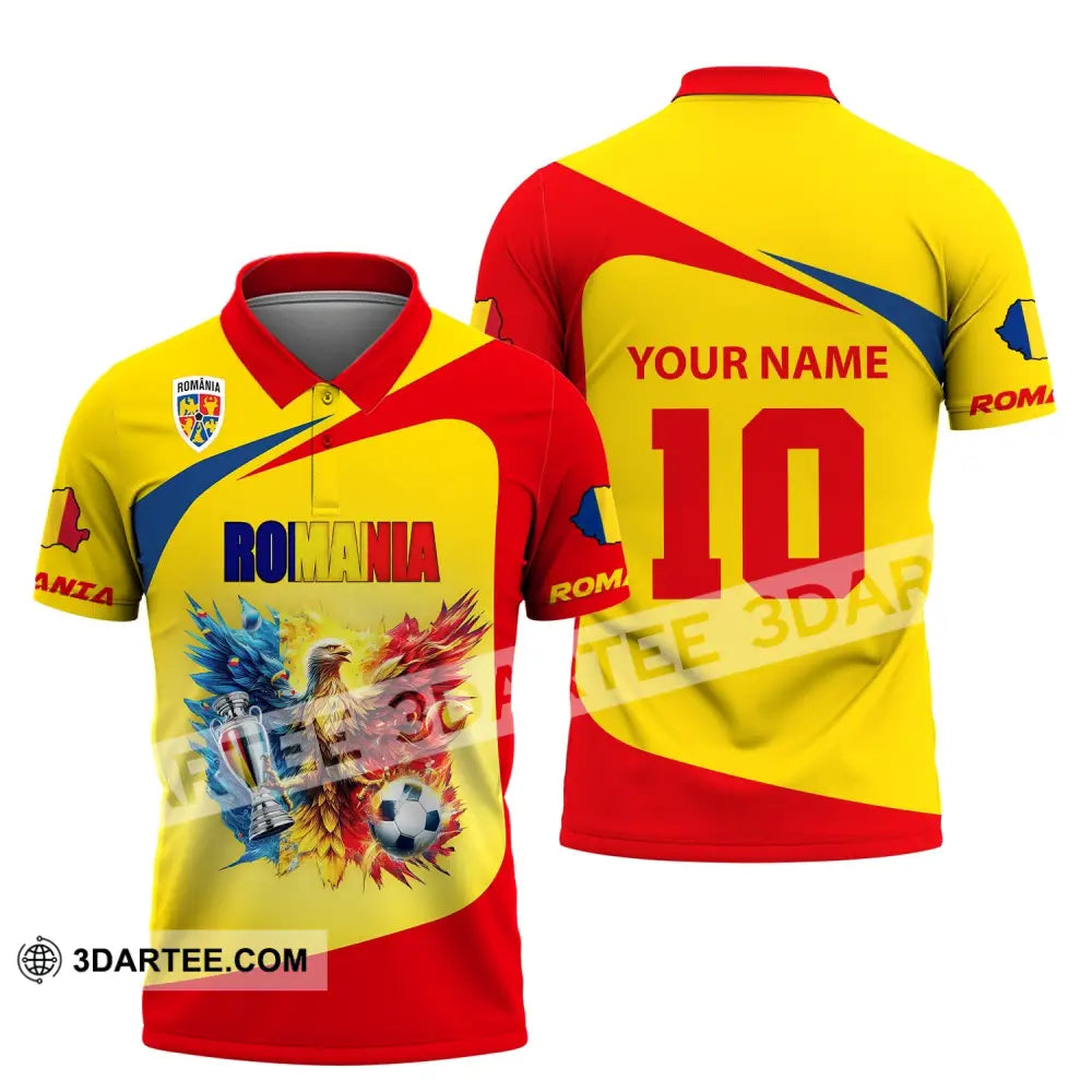 Unisex Shirt Custom Name And Number Football T-Shirt Euro 2024 Romania Polo Long Sleeve / S