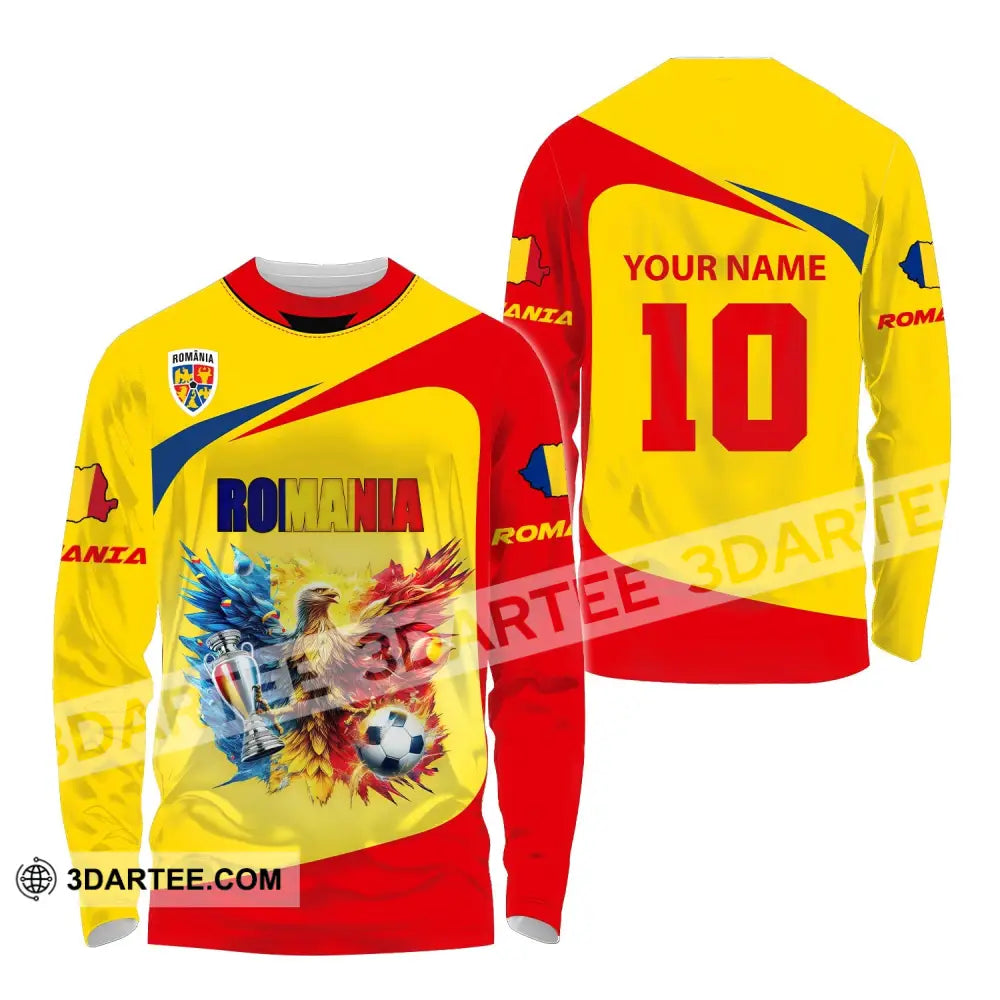 Unisex Shirt Custom Name And Number Football T-Shirt Euro 2024 Romania Polo Long Sleeve / S