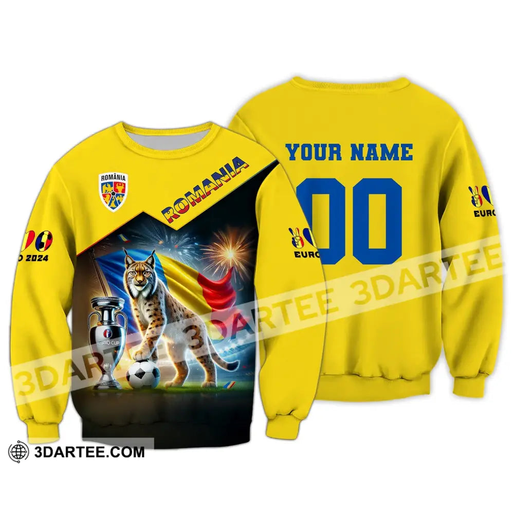 Unisex Shirt Custom Name And Number Football T-Shirt Euro 2024 Romania Polo Long Sleeve / S