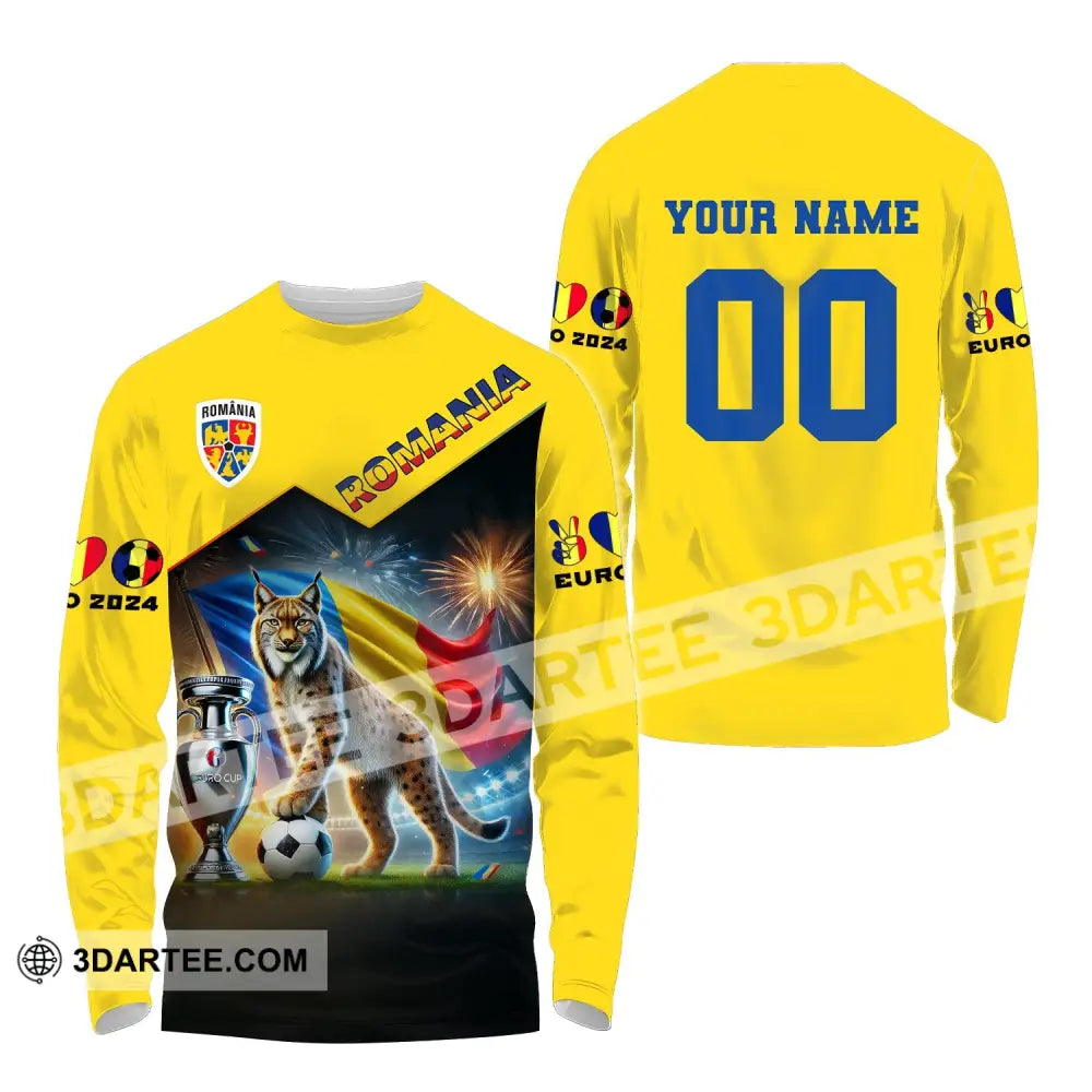 Unisex Shirt Custom Name And Number Football T-Shirt Euro 2024 Romania Polo Long Sleeve / S