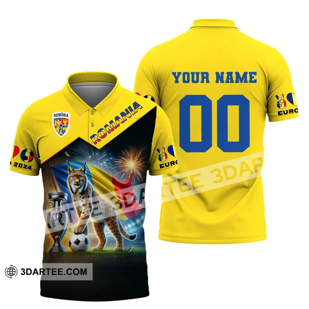 Unisex Shirt Custom Name And Number Football T-Shirt Euro 2024 Romania Polo Long Sleeve / S