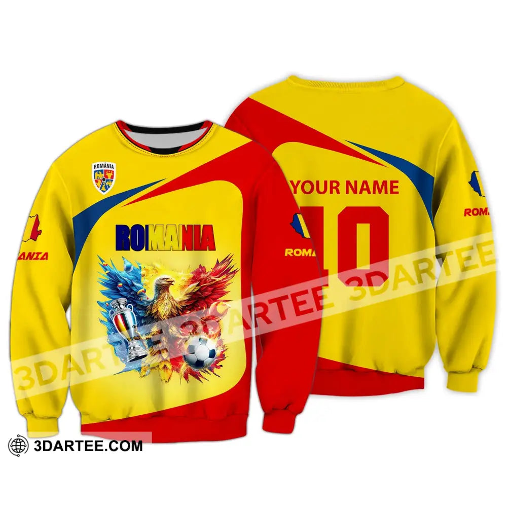 Unisex Shirt Custom Name And Number Football T-Shirt Euro 2024 Romania Polo Long Sleeve / S