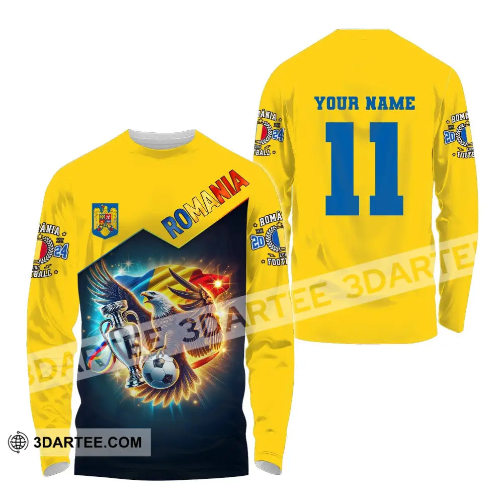 Unisex Shirt Custom Name And Number Football T-Shirt Euro 2024 Romania Polo Long Sleeve / S