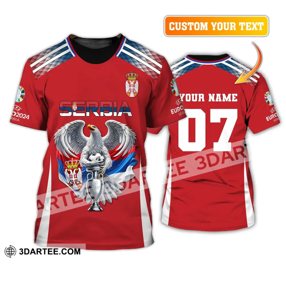 Unisex Shirt Custom Name And Number Football T-Shirt Euro 2024 Serbia Polo Long Sleeve