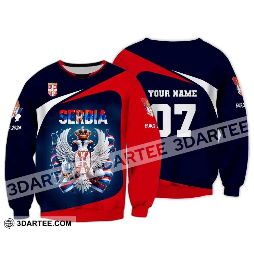 Unisex Shirt Custom Name And Number Football T-Shirt Euro 2024 Serbia Polo Long Sleeve / S