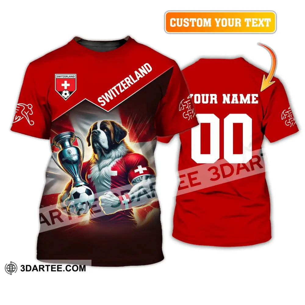 Unisex Shirt Custom Name And Number Football T-Shirt Euro 2024 Switzerland Polo Long Sleeve