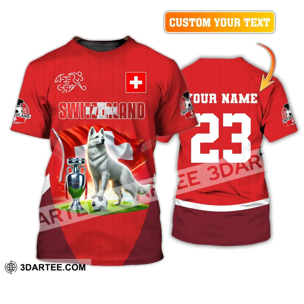 Unisex Shirt Custom Name And Number Football T-Shirt Euro 2024 Switzerland Polo Long Sleeve