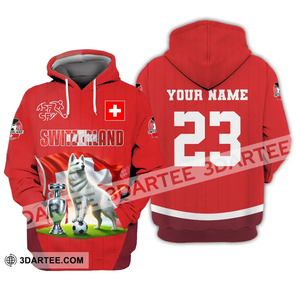 Unisex Shirt Custom Name And Number Football T-Shirt Euro 2024 Switzerland Polo Long Sleeve Hoodie