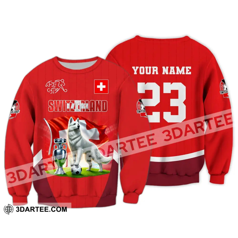 Unisex Shirt Custom Name And Number Football T-Shirt Euro 2024 Switzerland Polo Long Sleeve / S