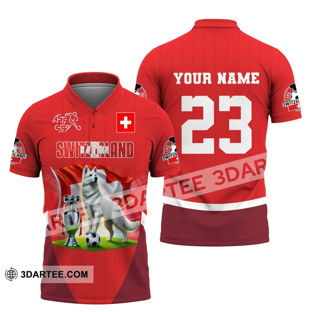 Unisex Shirt Custom Name And Number Football T-Shirt Euro 2024 Switzerland Polo Long Sleeve / S