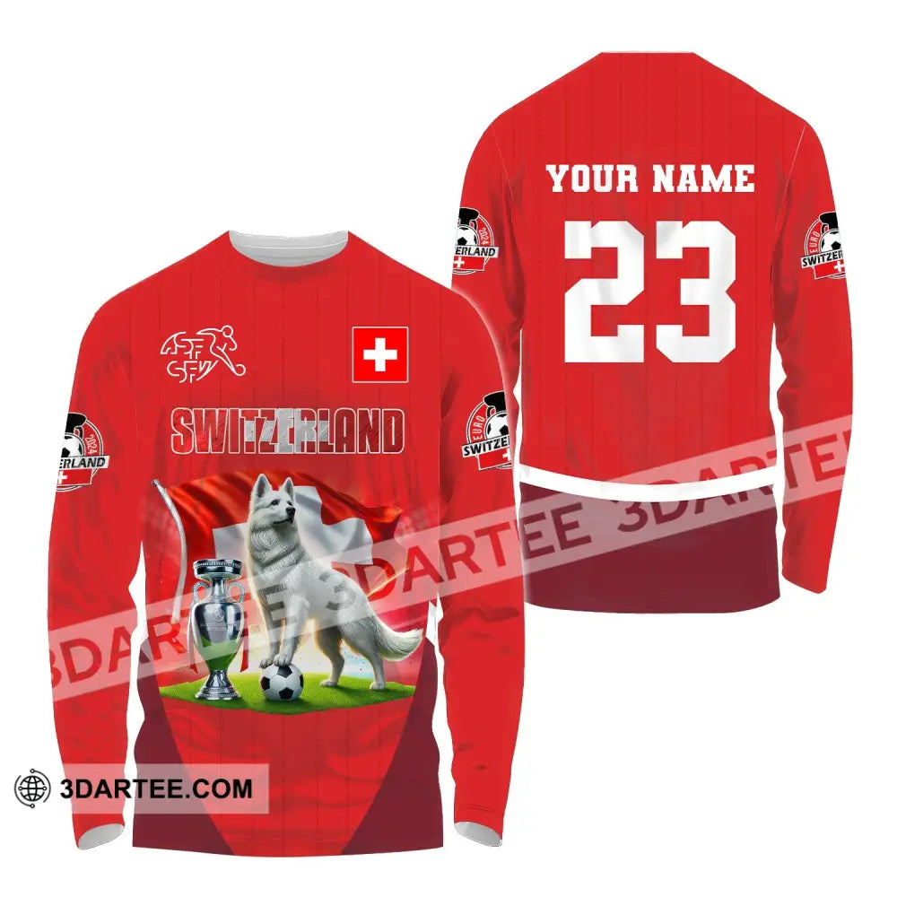 Unisex Shirt Custom Name And Number Football T-Shirt Euro 2024 Switzerland Polo Long Sleeve / S