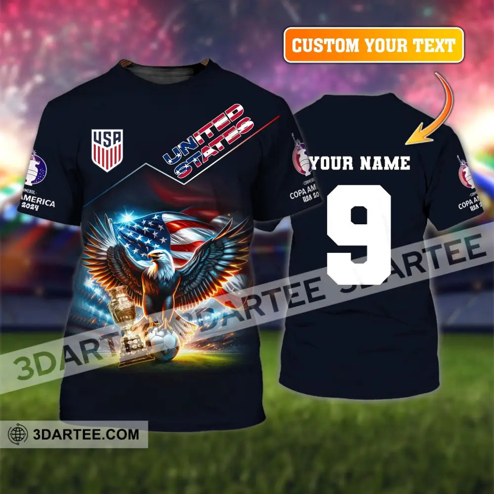 Unisex Shirt Custom Name And Number Football T-Shirt Euro 2024 United States Polo Long Sleeve