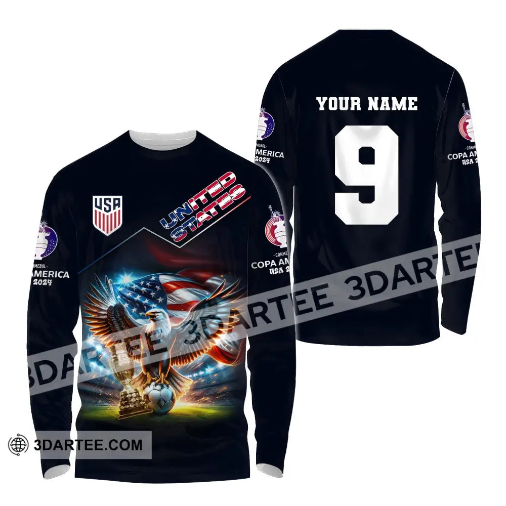 Unisex Shirt Custom Name And Number Football T-Shirt Euro 2024 United States Polo Long Sleeve / S