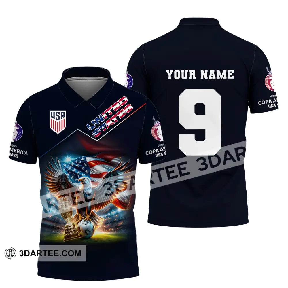 Unisex Shirt Custom Name And Number Football T-Shirt Euro 2024 United States Polo Long Sleeve / S