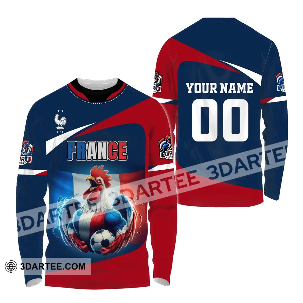 Unisex Shirt Custom Name And Number France Euro 2024 Football Polo Long Sleeve / S T-Shirt