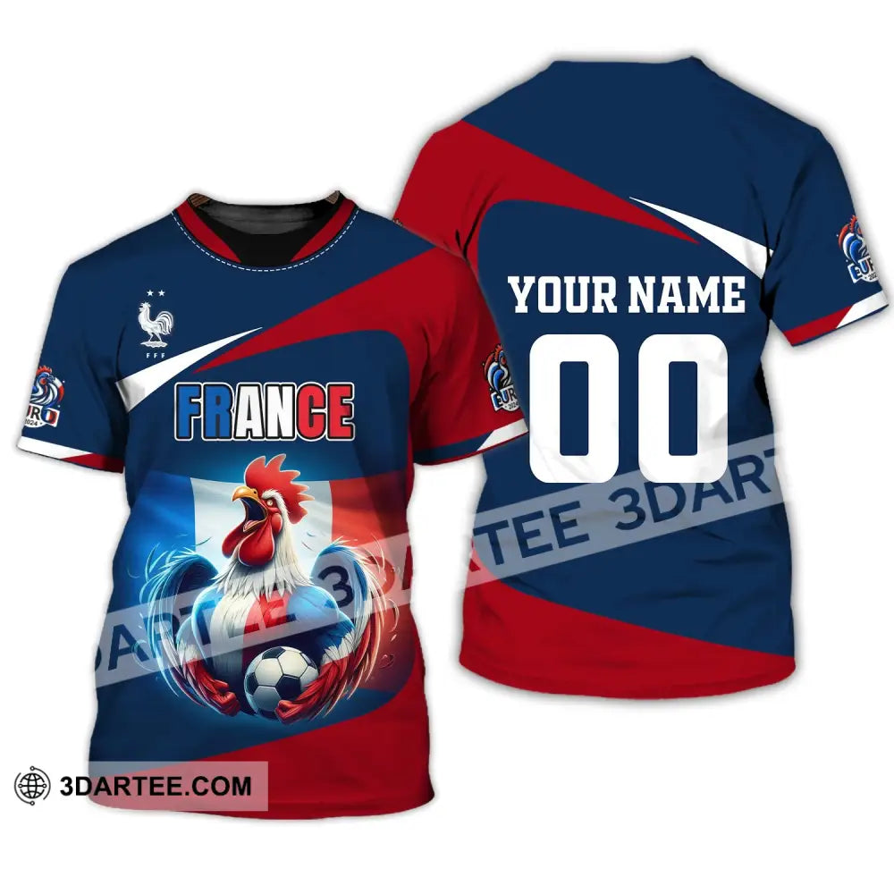 Unisex Shirt Custom Name And Number France Euro 2024 Football Polo Long Sleeve T-Shirt / S