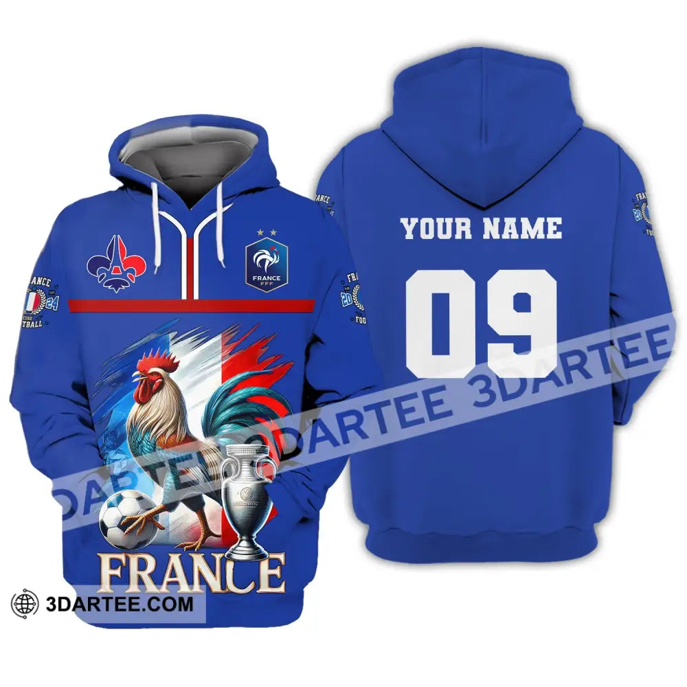 Unisex Shirt Custom Name And Number France Euro 2024 Football Uefa Polo Long Sleeve Hoodie / S