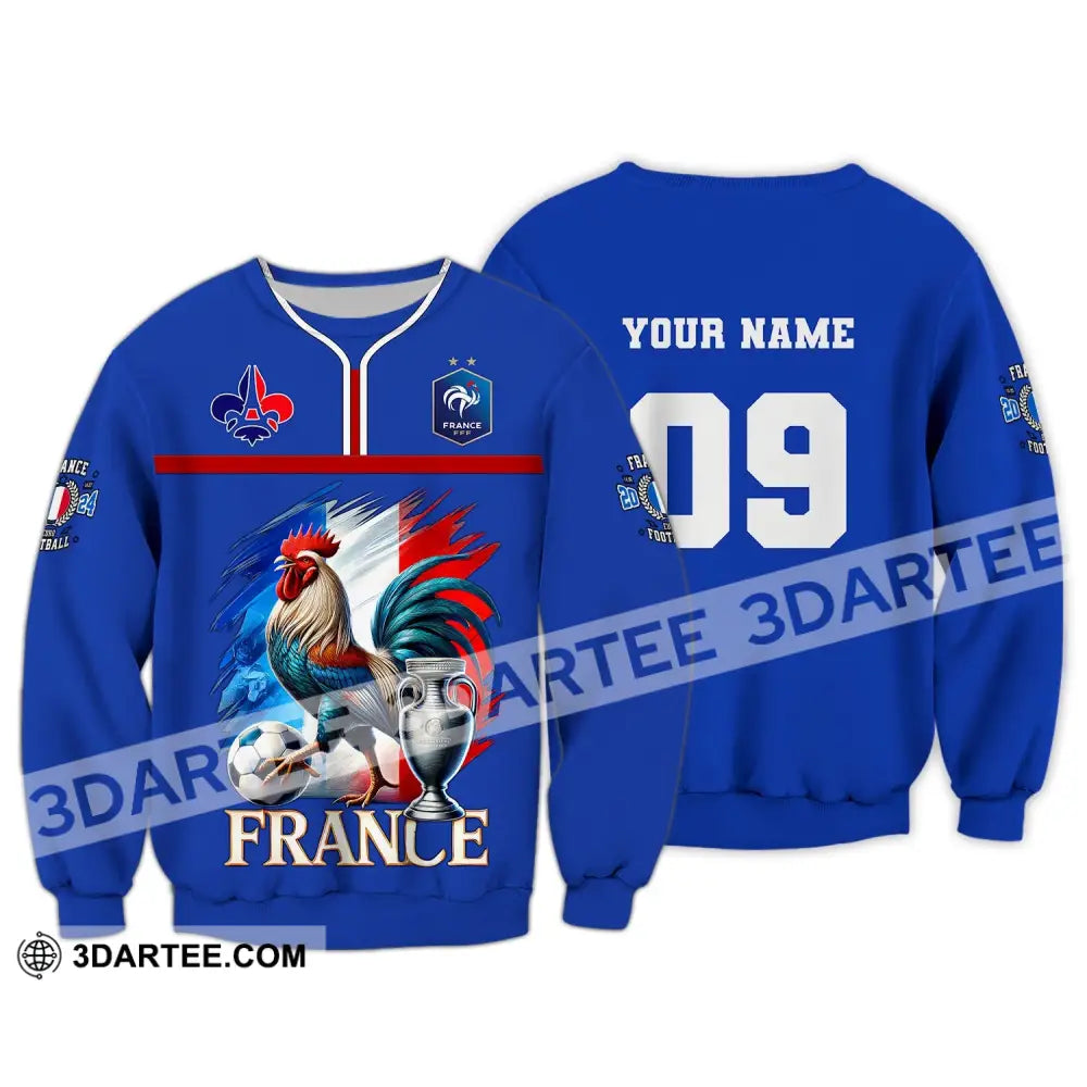 Unisex Shirt Custom Name And Number France Euro 2024 Football Uefa Polo Long Sleeve / S T-Shirt