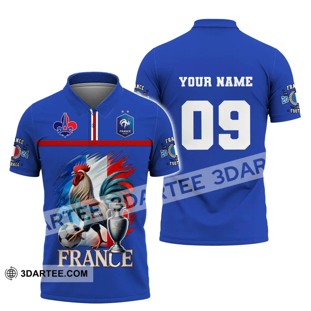 Unisex Shirt Custom Name And Number France Euro 2024 Football Uefa Polo Long Sleeve / S T-Shirt