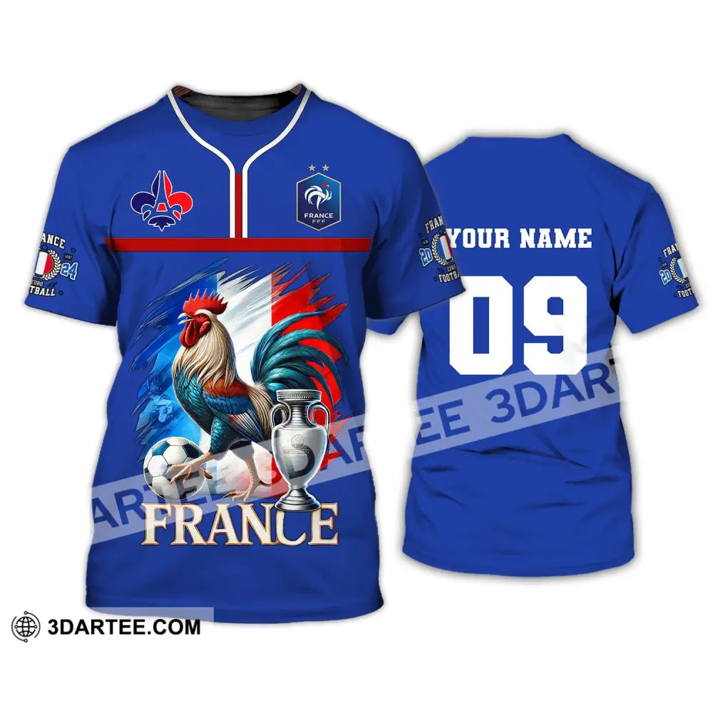 Unisex Shirt Custom Name And Number France Euro 2024 Football Uefa Polo Long Sleeve T-Shirt / S