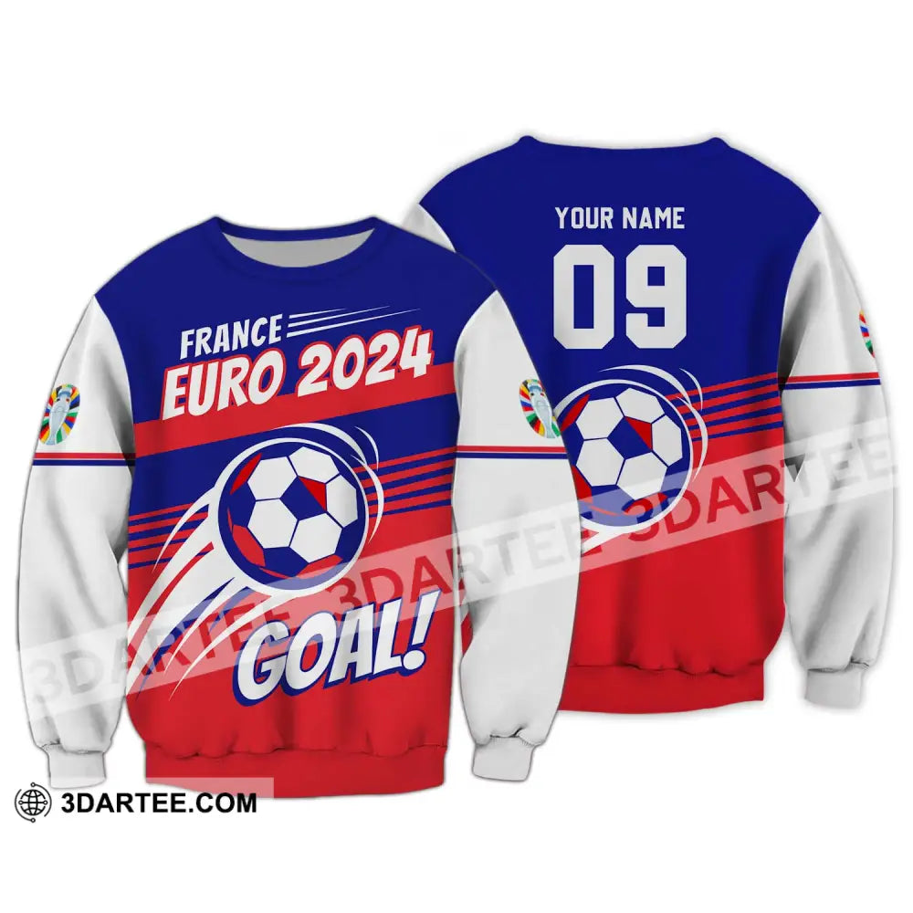 Unisex Shirt - Custom Name And Number France Euro 2024 National Team Goal! Long Sleeve / S T-Shirt