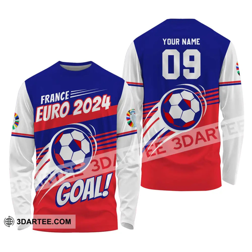 Unisex Shirt - Custom Name And Number France Euro 2024 National Team Goal! Long Sleeve / S T-Shirt