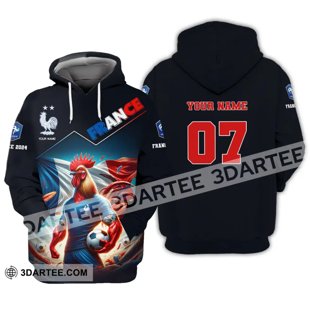 Unisex Shirt Custom Name And Number France Football Euro 2024 Polo Long Sleeve Hoodie / S T-Shirt