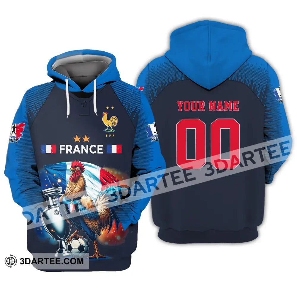 Unisex Shirt Custom Name And Number France Football Euro 2024 Polo Long Sleeve Hoodie / S T-Shirt