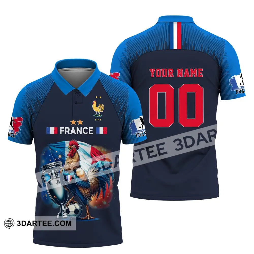 Unisex Shirt Custom Name And Number France Football Euro 2024 Polo Long Sleeve / S T-Shirt