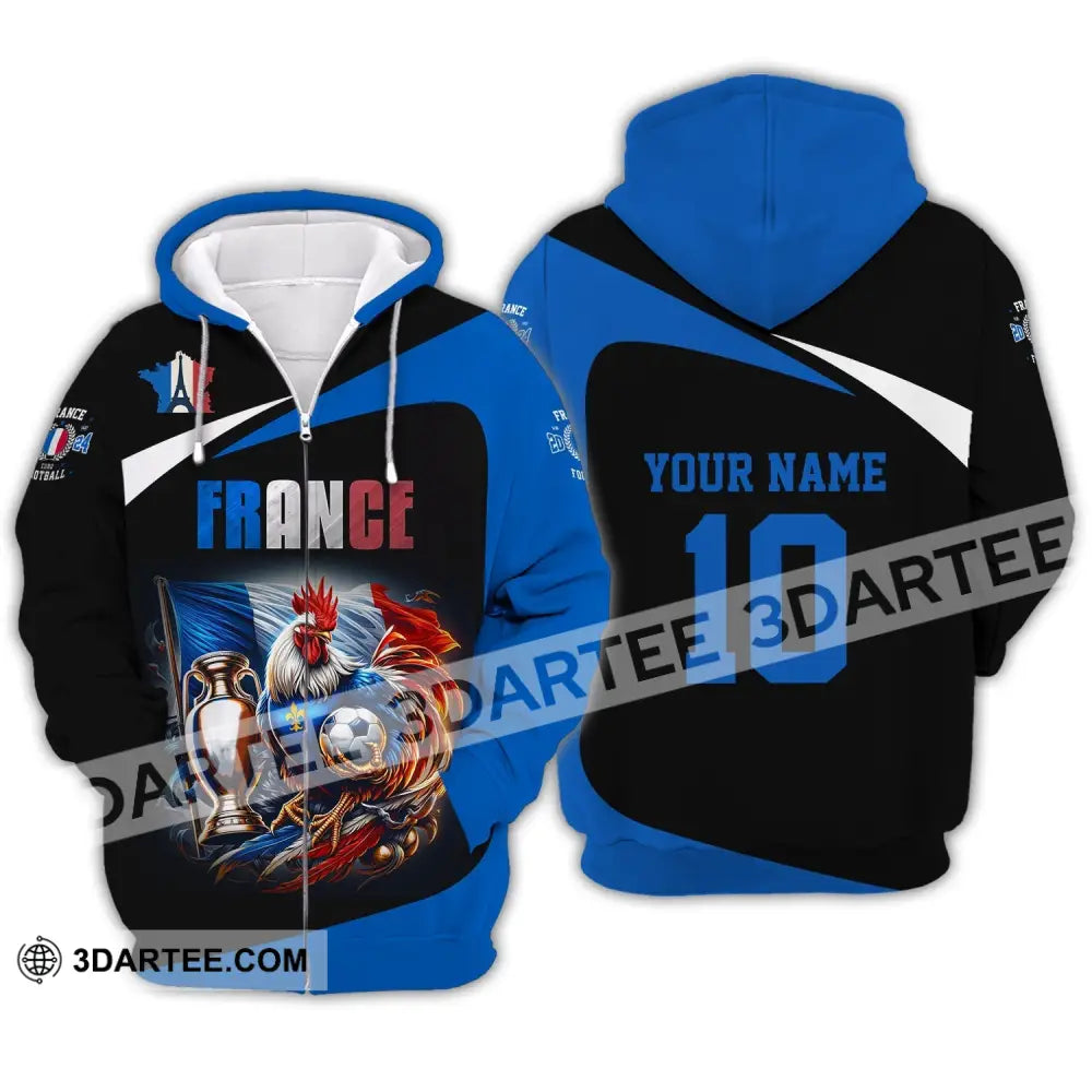 Unisex Shirt - Custom Name And Number France National Team Euro 2024 Chicken Zipper Hoodie / S