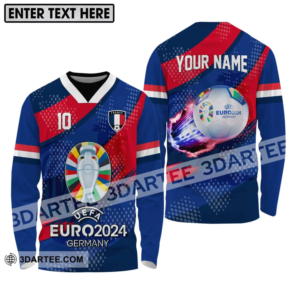 Unisex Shirt - Custom Name And Number France National Team Euro 2024 Long Sleeve / S T-Shirt