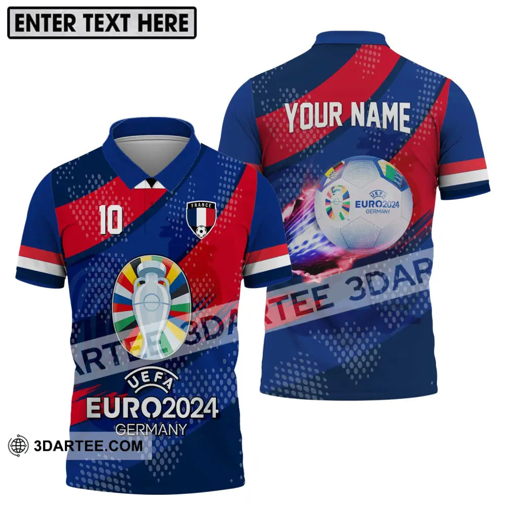 Unisex Shirt - Custom Name And Number France National Team Euro 2024 Polo / S T-Shirt