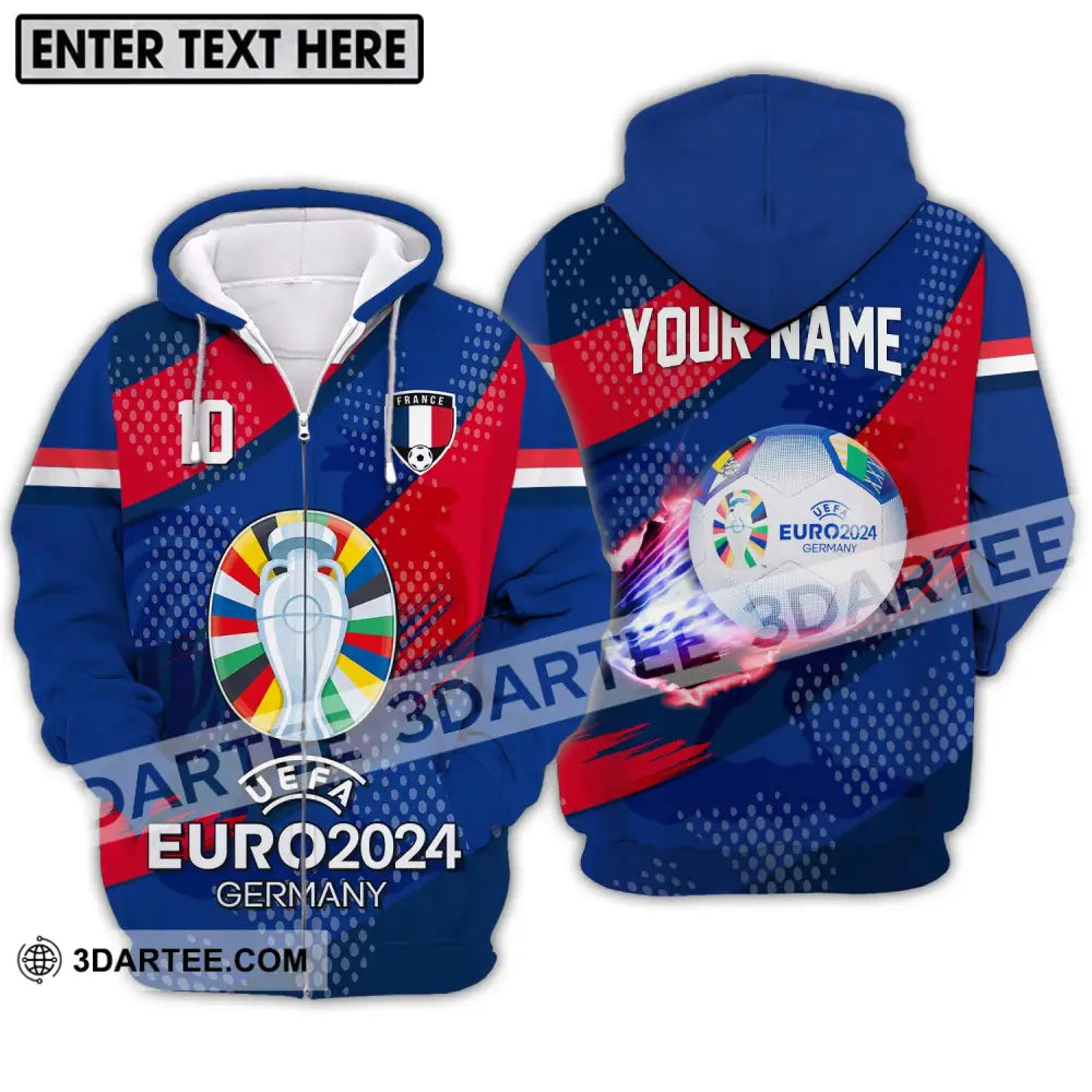 Unisex Shirt - Custom Name And Number France National Team Euro 2024 Zipper Hoodie / S T-Shirt