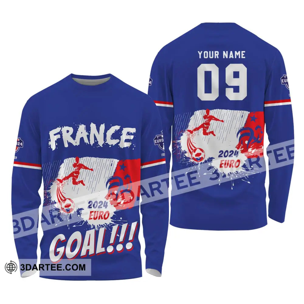 Unisex Shirt - Custom Name And Number France Team Euro 2024 Long Sleeve / S T-Shirt