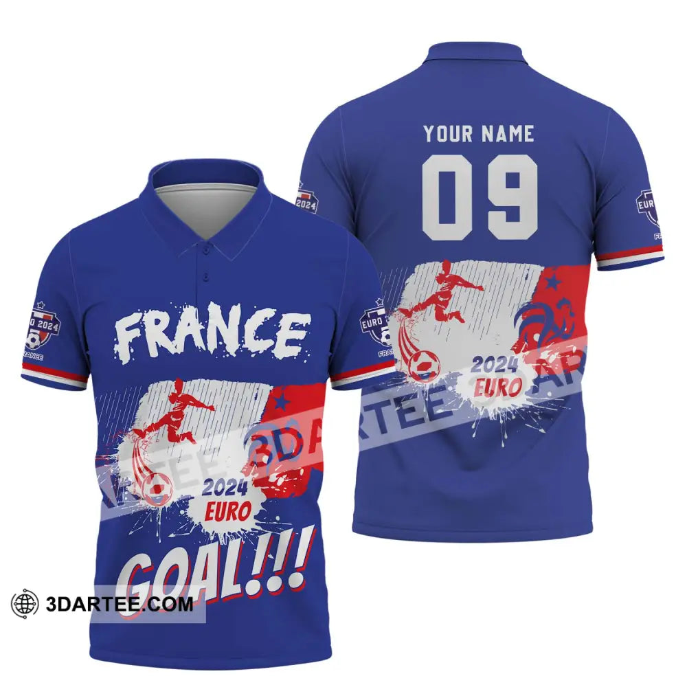 Unisex Shirt - Custom Name And Number France Team Euro 2024 Polo / S T-Shirt