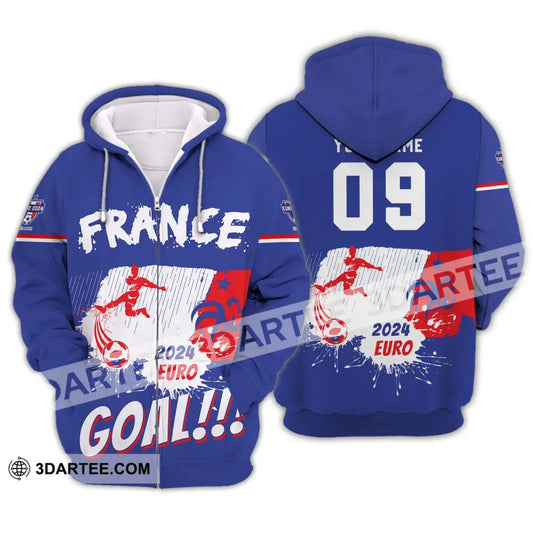 Unisex Shirt - Custom Name And Number France Team Euro 2024 Zipper Hoodie / S T-Shirt