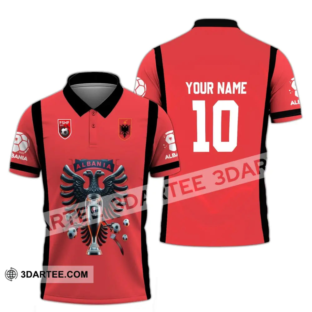 Unisex Shirt - Custom Name And Number Fshf Albania Euro 2024 National Team Polo / S T-Shirt