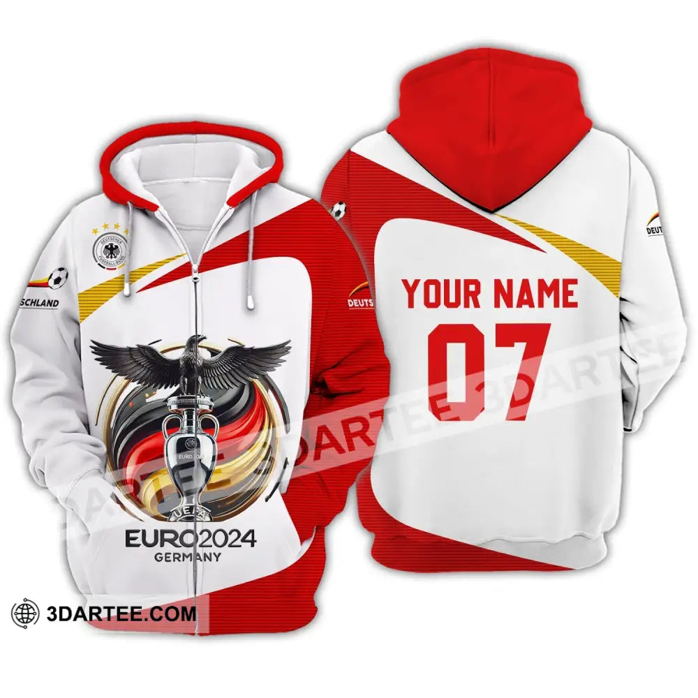 Unisex Shirt - Custom Name And Number Gemany Team Euro 2024 Cup Zipper Hoodie / S T-Shirt