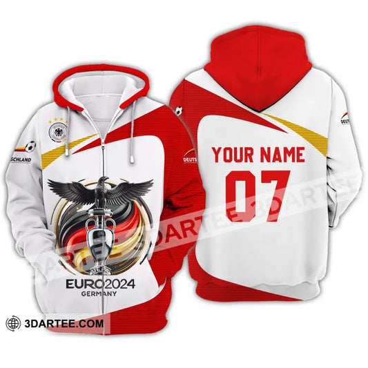 Unisex Shirt - Custom Name And Number Gemany Team Euro 2024 Cup Zipper Hoodie / S T-Shirt