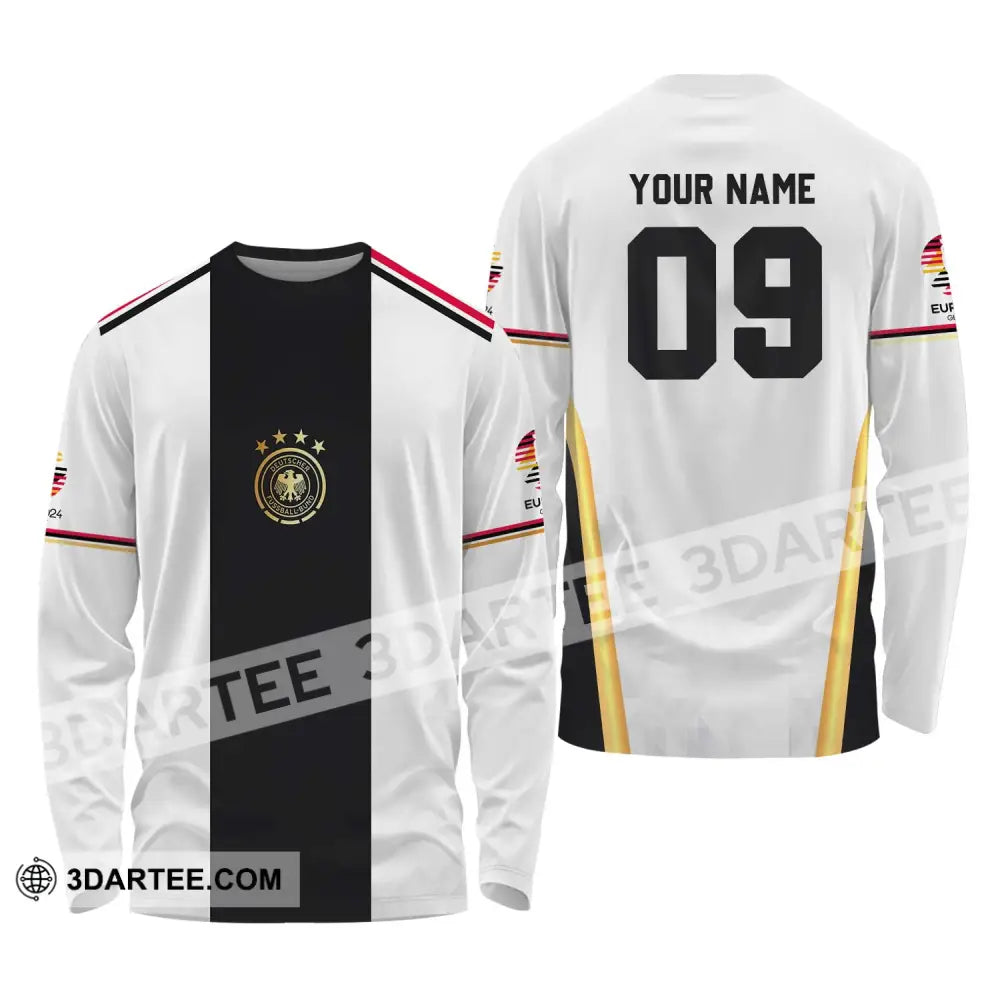 Unisex Shirt - Custom Name And Number Germany Black Line Euro 2024 Long Sleeve / S T-Shirt