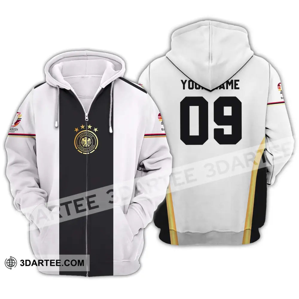 Unisex Shirt - Custom Name And Number Germany Black Line Euro 2024 Zipper Hoodie / S T-Shirt