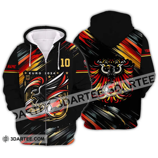 Unisex Shirt - Custom Name And Number Germany Euro 2024 Eagle Zipper Hoodie / S T-Shirt