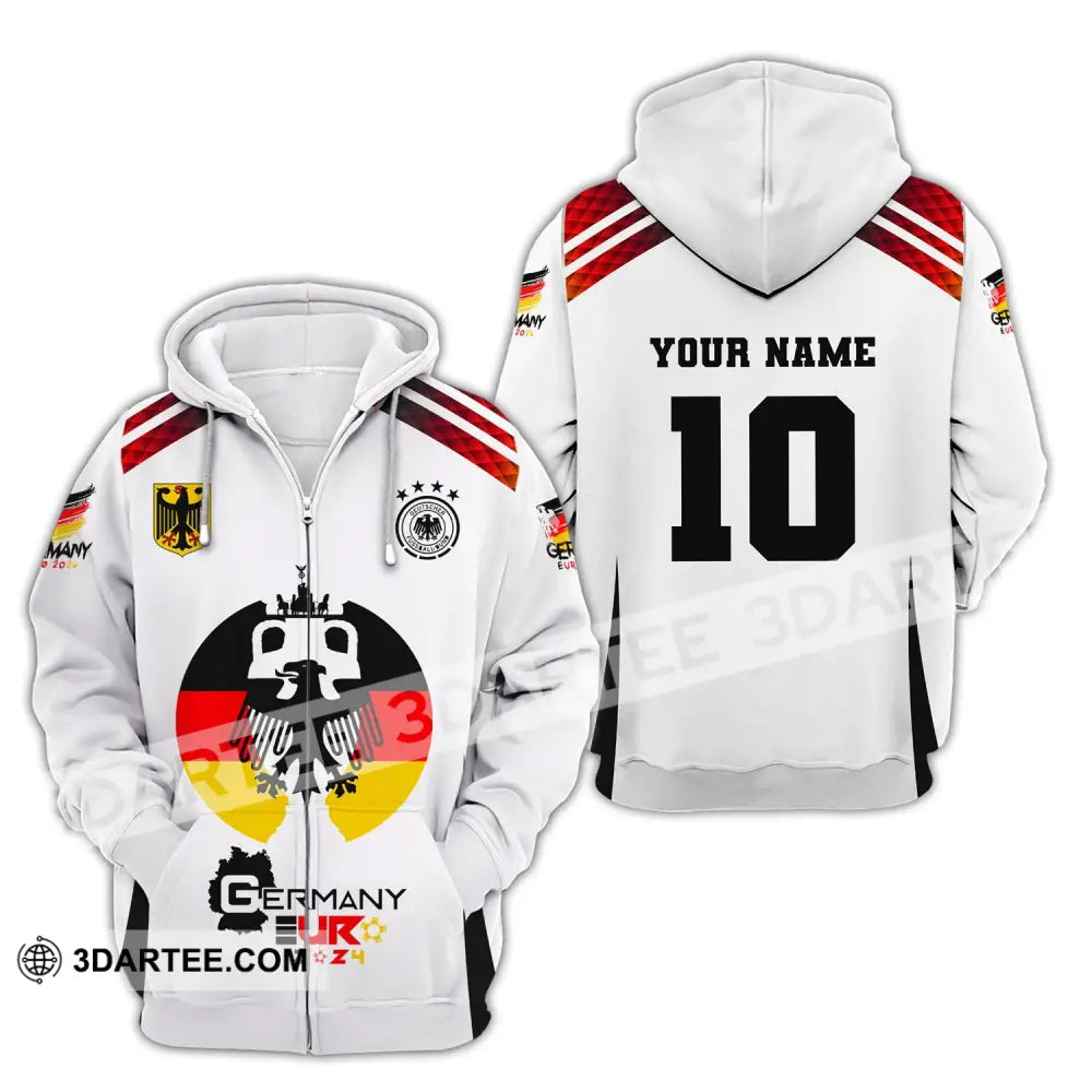 Unisex Shirt Custom Name And Number Germany Euro 2024 Football Polo Long Sleeve Zipper Hoodie / S