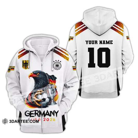 Unisex Shirt Custom Name And Number Germany Euro 2024 Football Polo Long Sleeve Zipper Hoodie / S