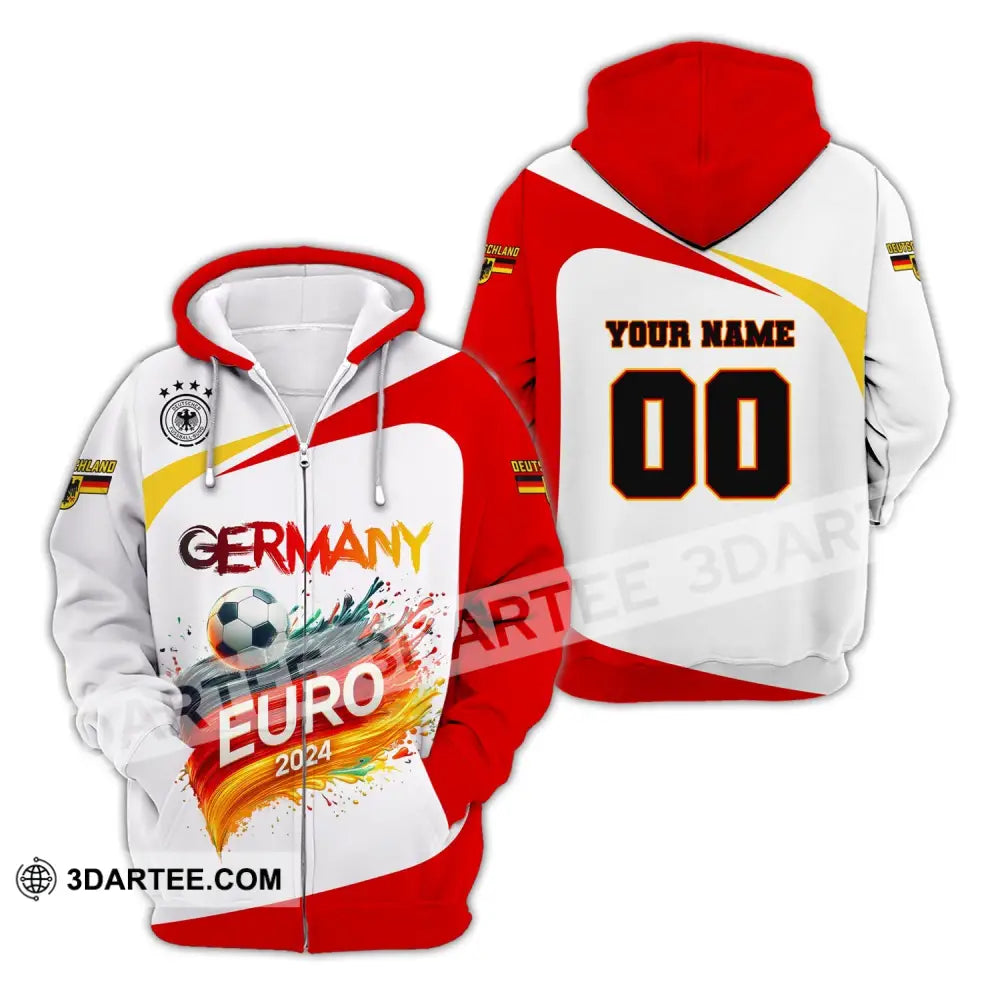 Unisex Shirt Custom Name And Number Germany Euro 2024 Football Polo Long Sleeve Zipper Hoodie / S