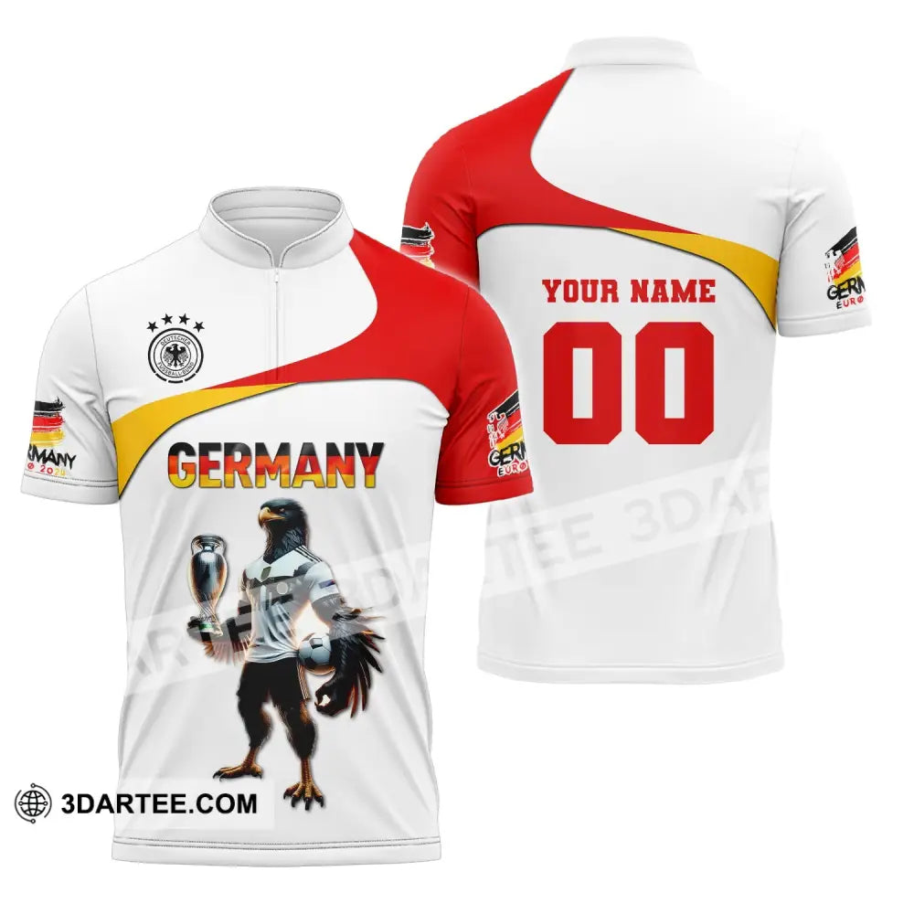 Unisex Shirt Custom Name And Number Germany Euro 2024 Football Polo Long Sleeve Zipper / S T-Shirt