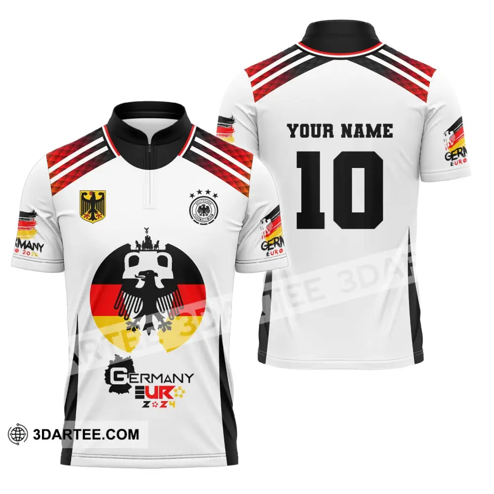 Unisex Shirt Custom Name And Number Germany Euro 2024 Football Polo Long Sleeve Zipper / S T-Shirt