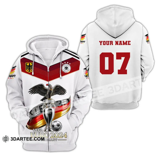 Unisex Shirt Custom Name And Number Germany Euro 2024 Football Uefa Polo Long Sleeve Zipper Hoodie