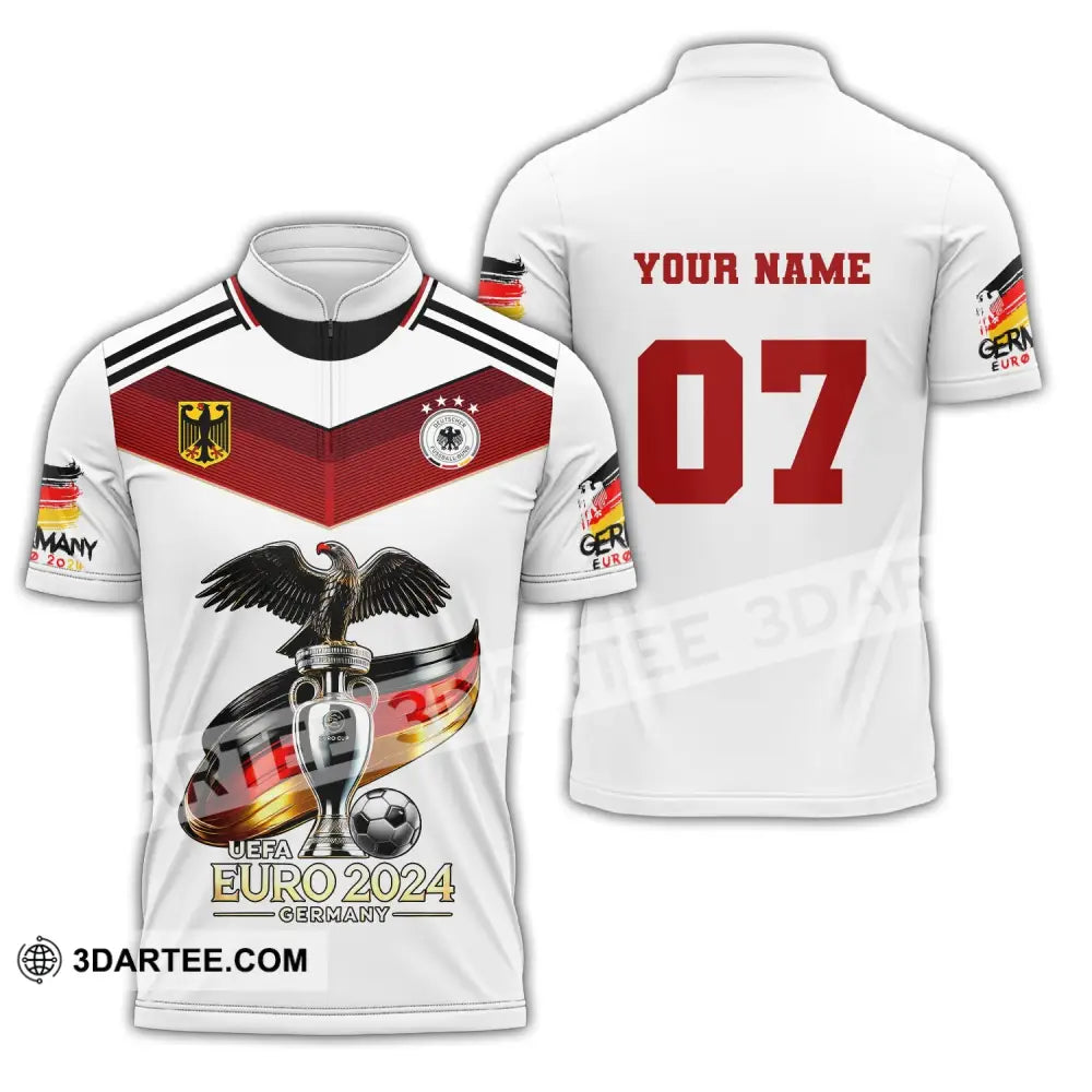 Unisex Shirt Custom Name And Number Germany Euro 2024 Football Uefa Polo Long Sleeve Zipper / S