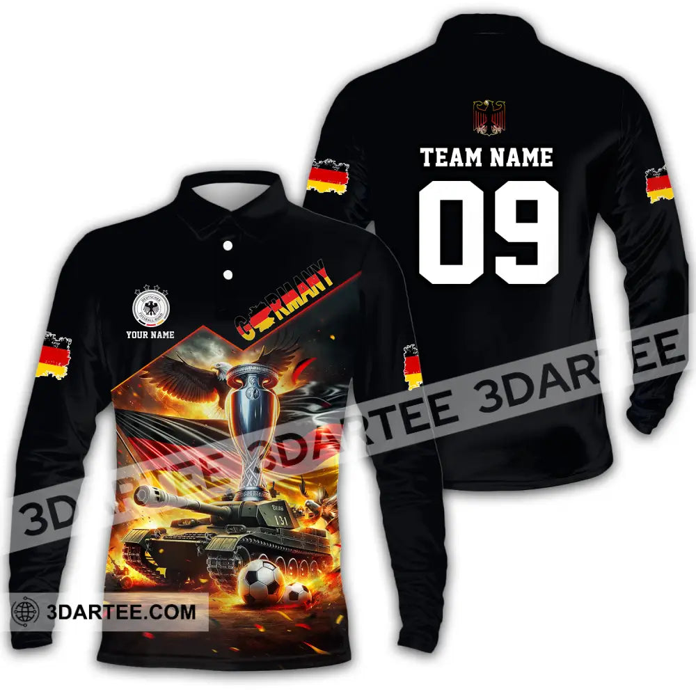 Unisex Shirt - Custom Name And Number Germany Euro 2024 National Team German Tanks Long Sleeve Polo